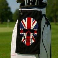 Skull Face British Flag Golf Towel thumb 2
