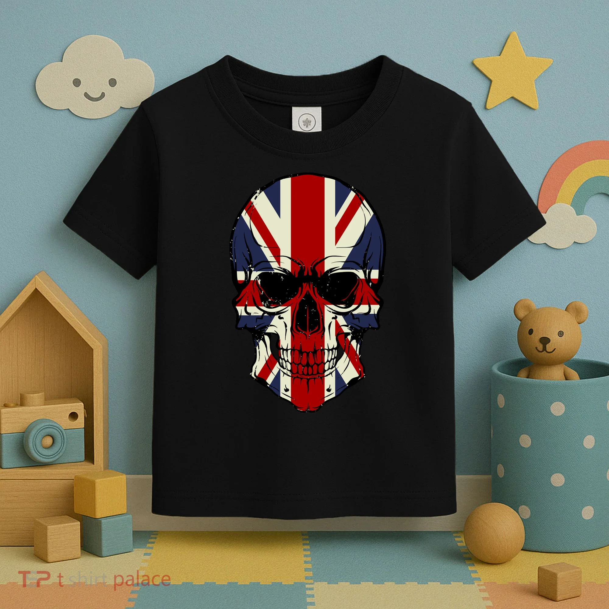 Skull Face British Flag Toddler T-Shirt