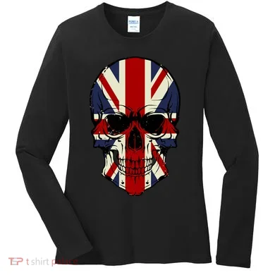 Skull Face British Flag Women's Long Sleeve Shirt