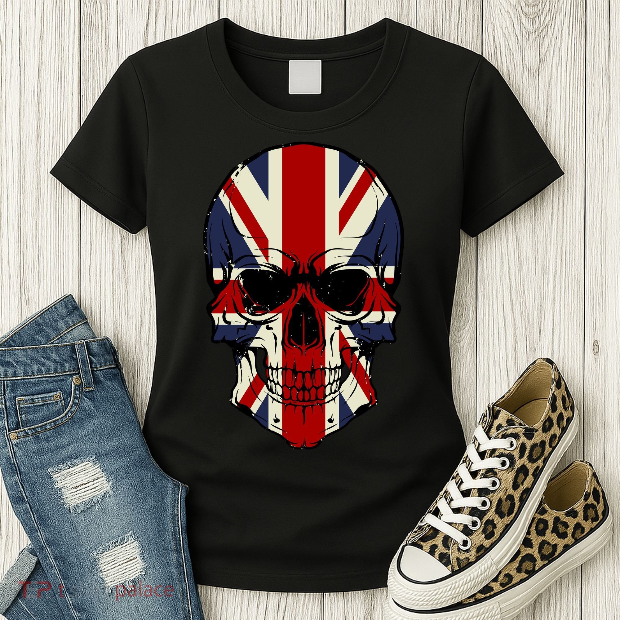 Skull Face British Flag Women's T-Shirt