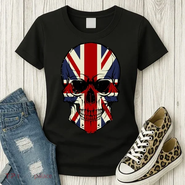 Skull Face British Flag Women's T-Shirt