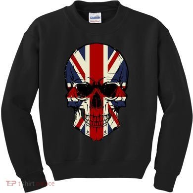 Skull Face British Flag Kids Sweatshirt