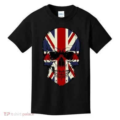 Skull Face British Flag Kids T-Shirt