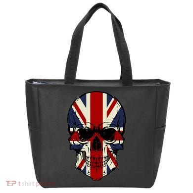 Skull Face British Flag Tote Bag