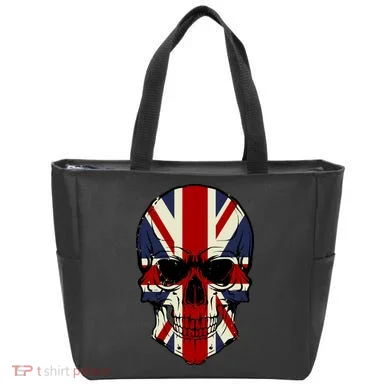 Skull Face British Flag Tote Bag