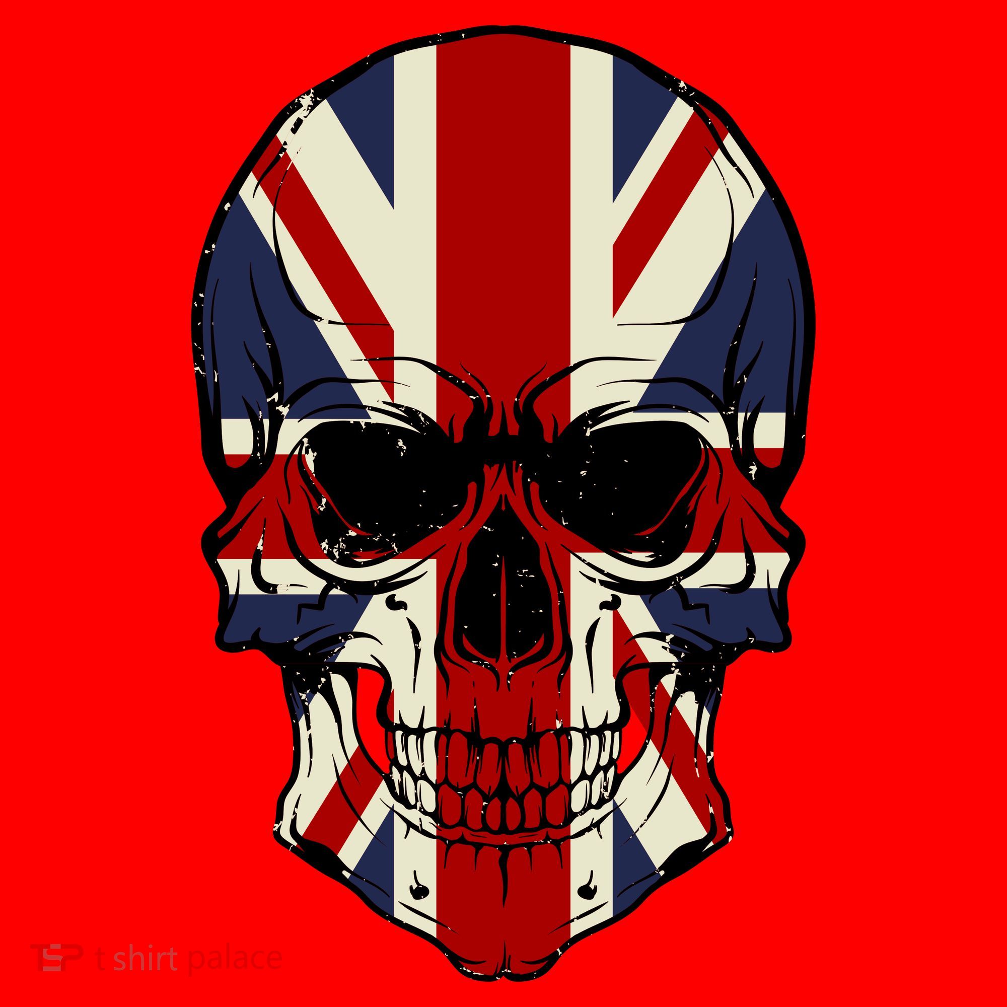Skull Face British Flag Santa Hat