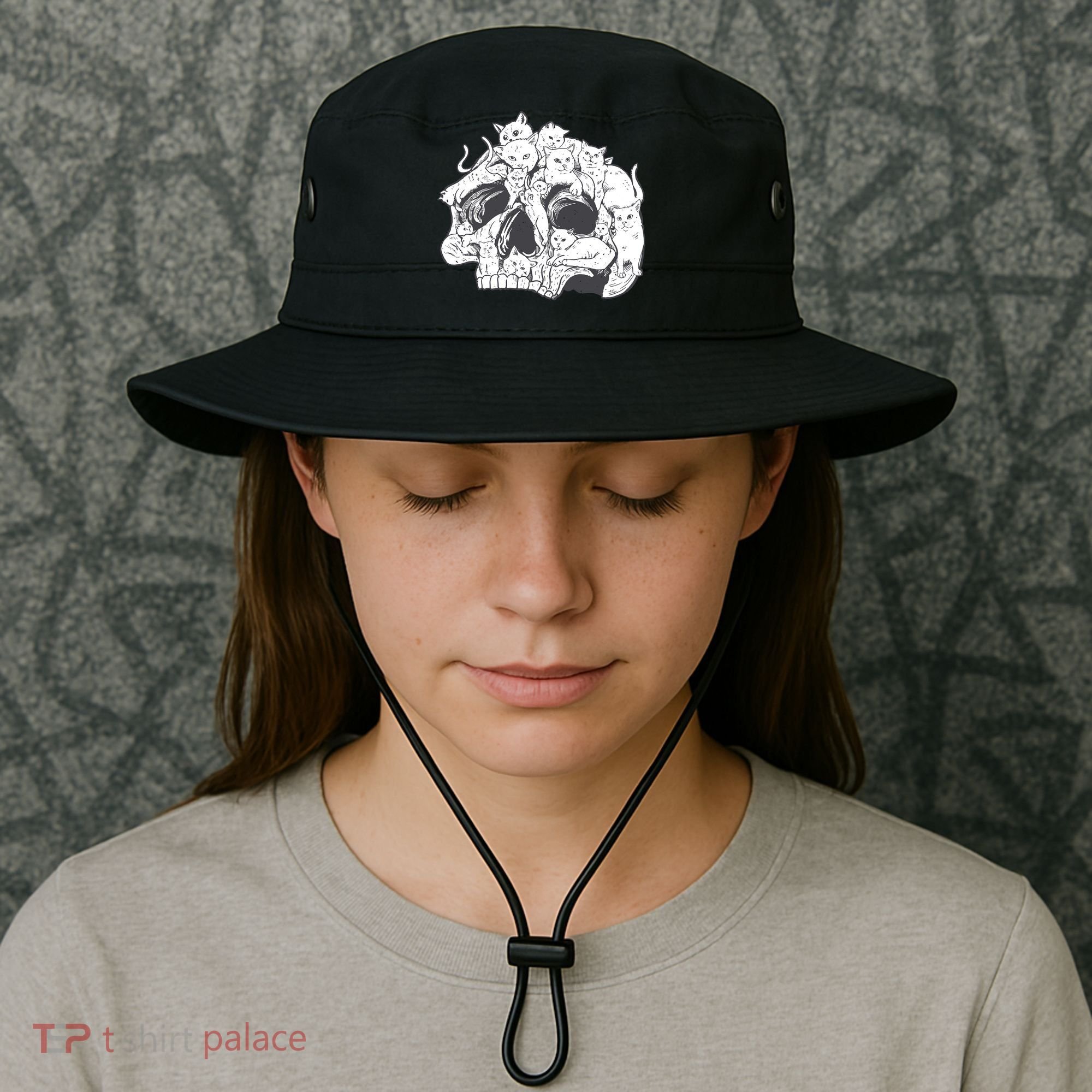 Skull Head With Cats Bucket Hat