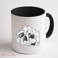 Skull Head With Cats Coffee Mug thumb 1