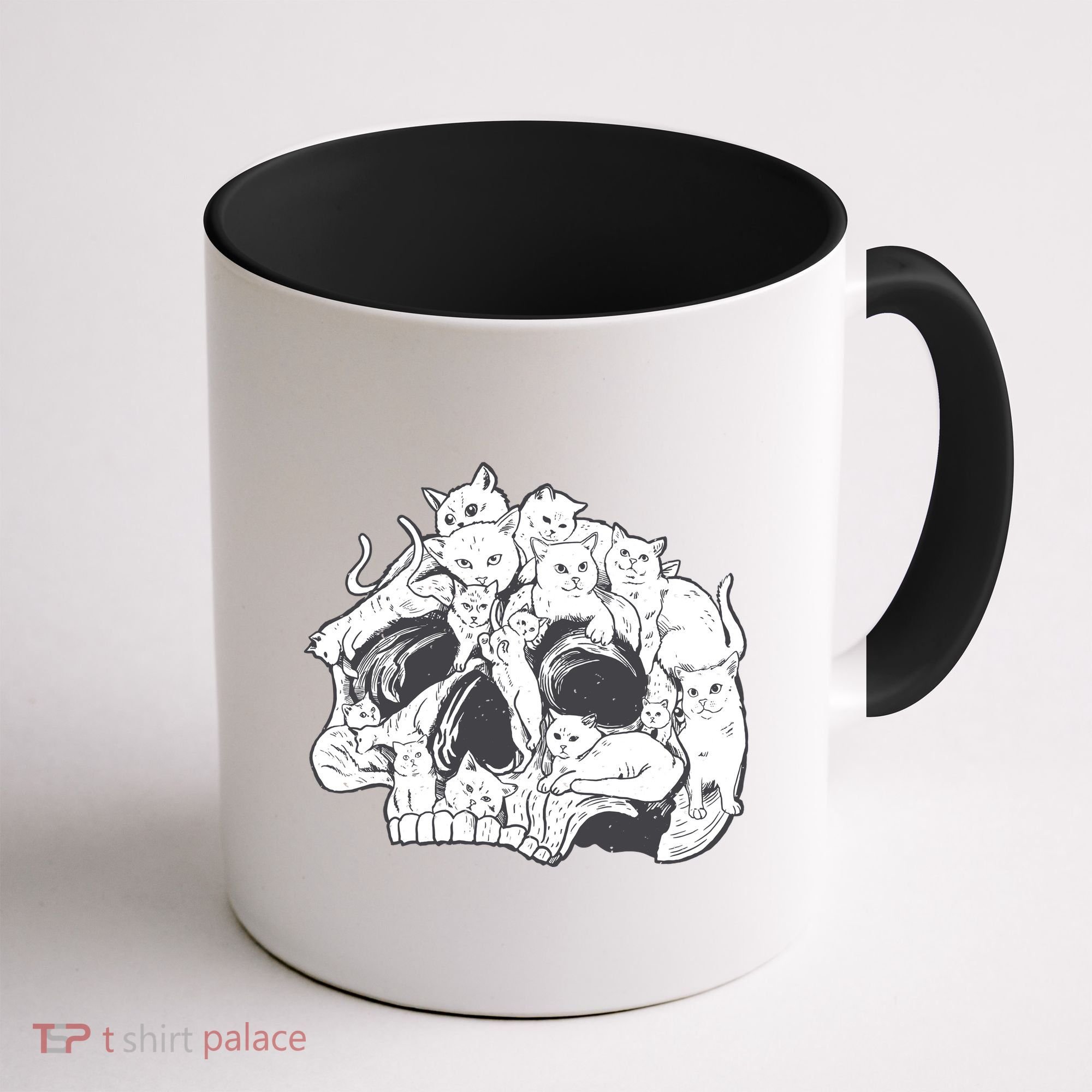Skull Head With Cats Coffee Mug