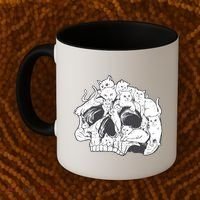 Skull Head With Cats Coffee Mug thumb 2