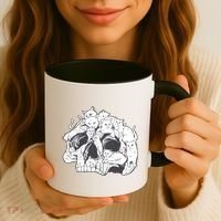 Skull Head With Cats Coffee Mug thumb 3
