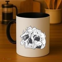Skull Head With Cats Coffee Mug thumb 4