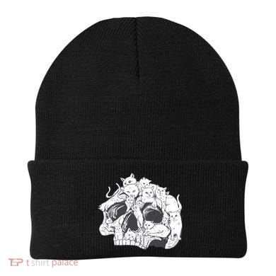 Skull Head With Cats Beanie