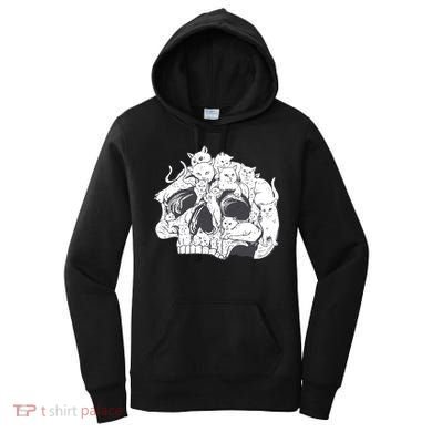 Skull Head With Cats Women's Hoodie