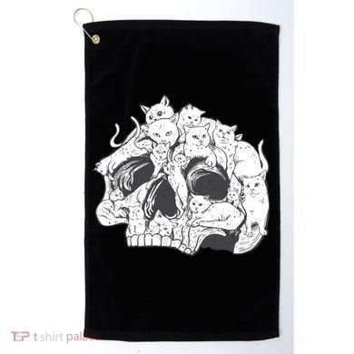 Skull Head With Cats Golf Towel