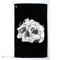Skull Head With Cats Golf Towel thumb 0
