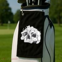 Skull Head With Cats Golf Towel thumb 2