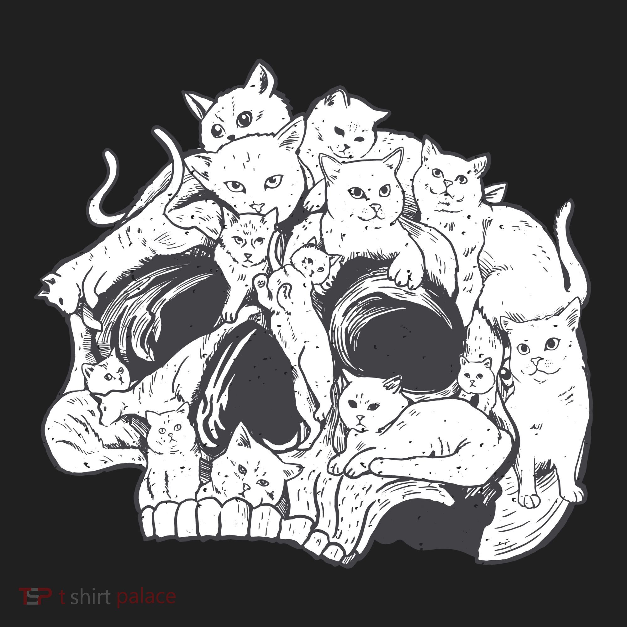Skull Head With Cats Golf Towel