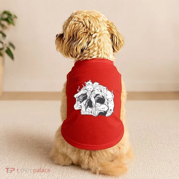 Skull Head With Cats Doggie Tank
