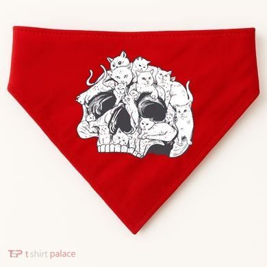 Skull Head With Cats USA-Made Doggie Bandana