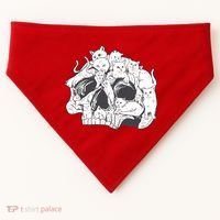 Skull Head With Cats USA-Made Doggie Bandana thumb 0