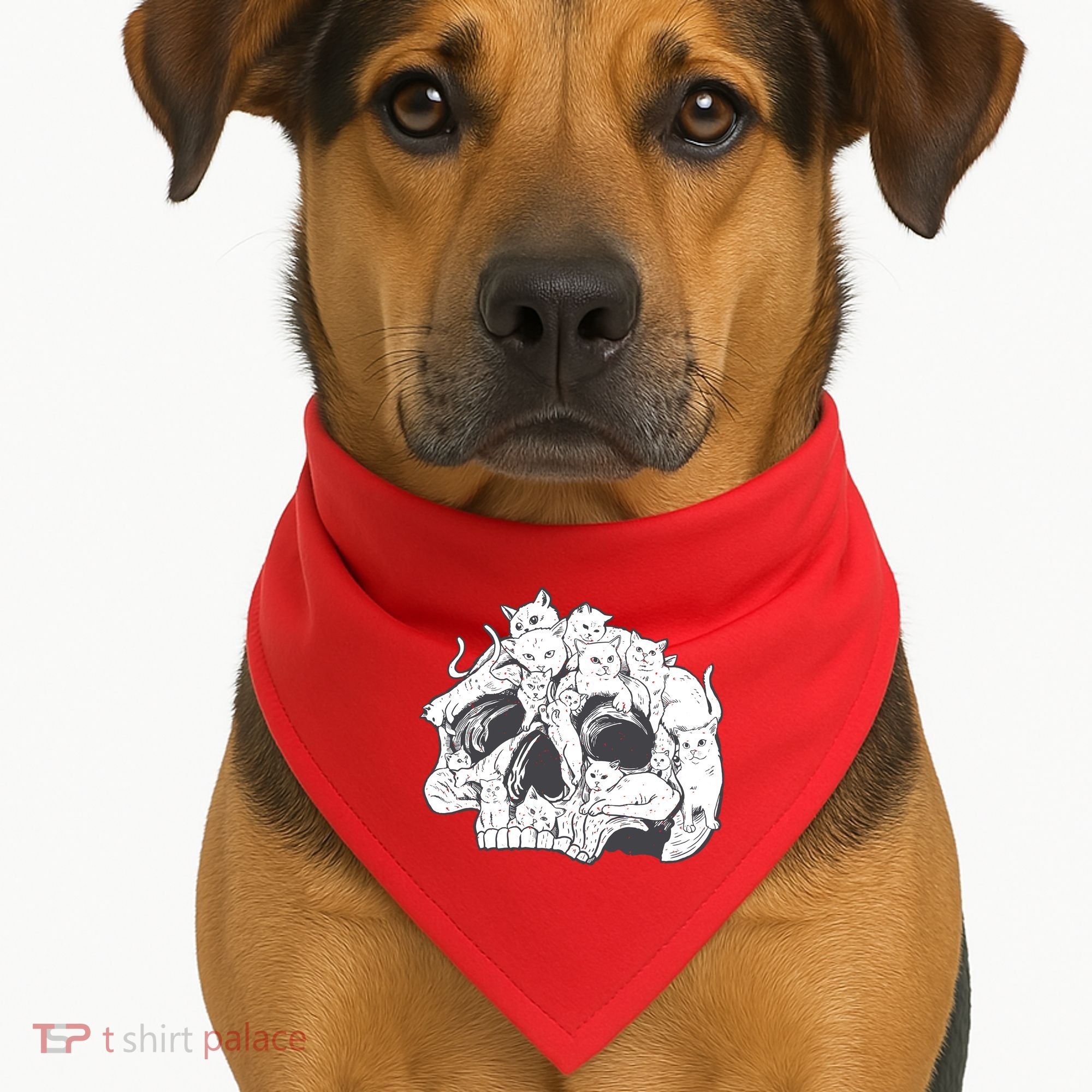Skull Head With Cats USA-Made Doggie Bandana