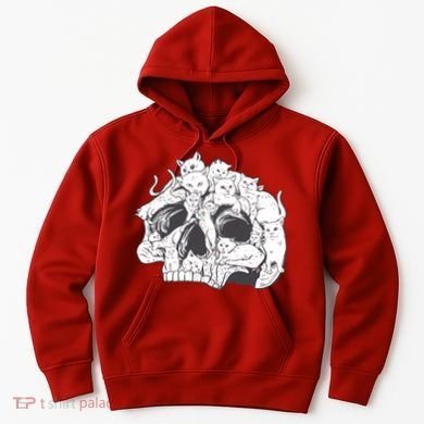 Skull Head With Cats Hoodie