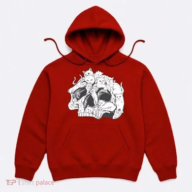 Skull Head With Cats Hoodie
