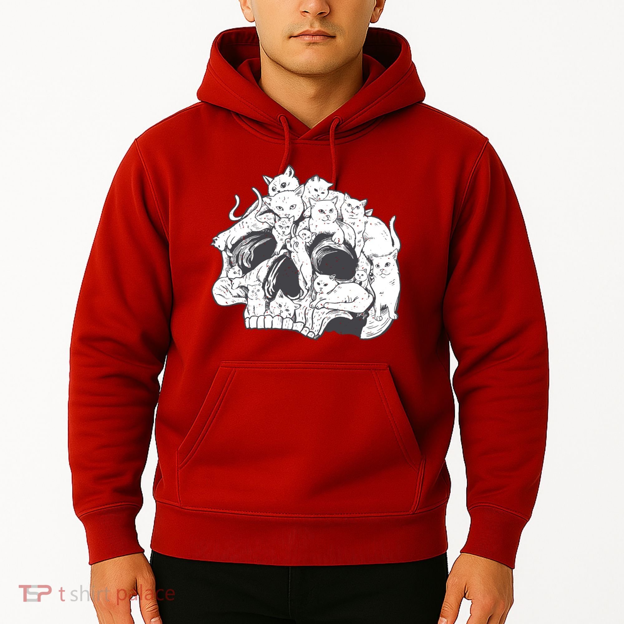 Skull Head With Cats Hoodie