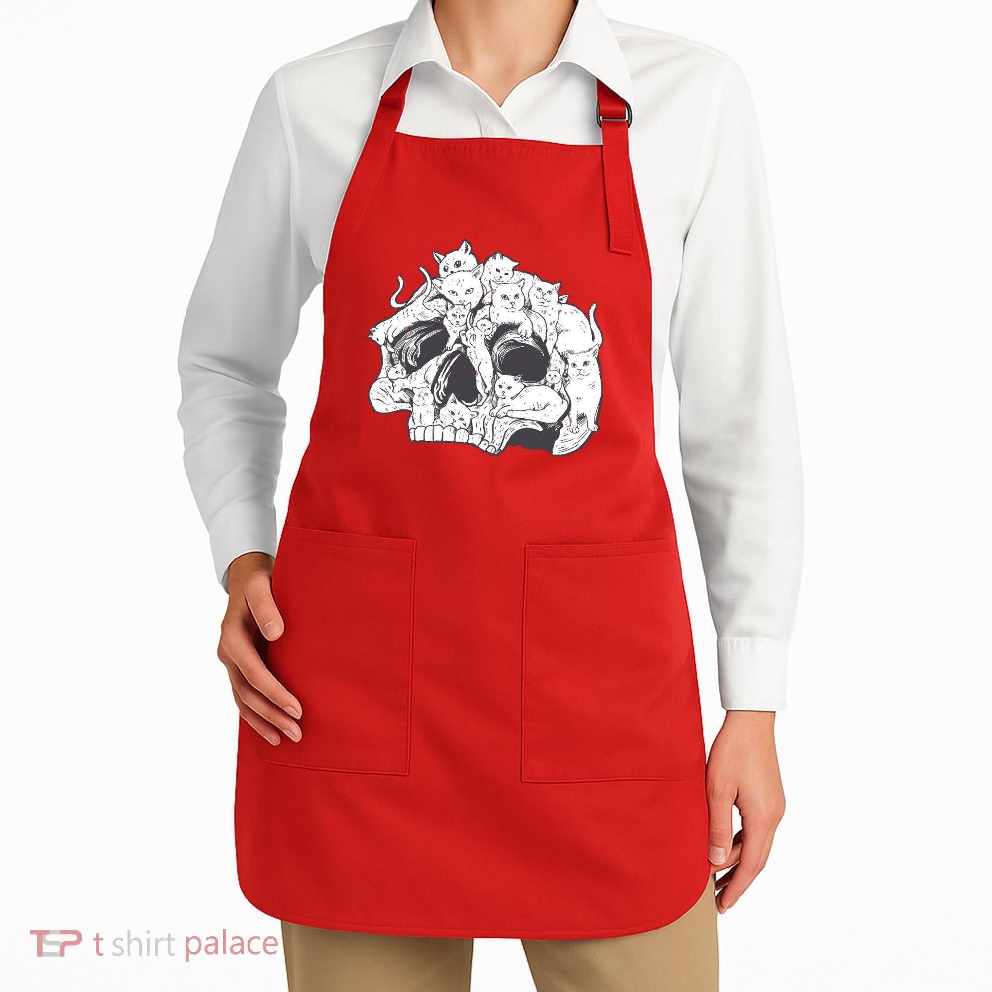 Skull Head With Cats Apron
