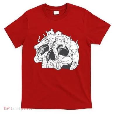 Skull Head With Cats T-Shirt