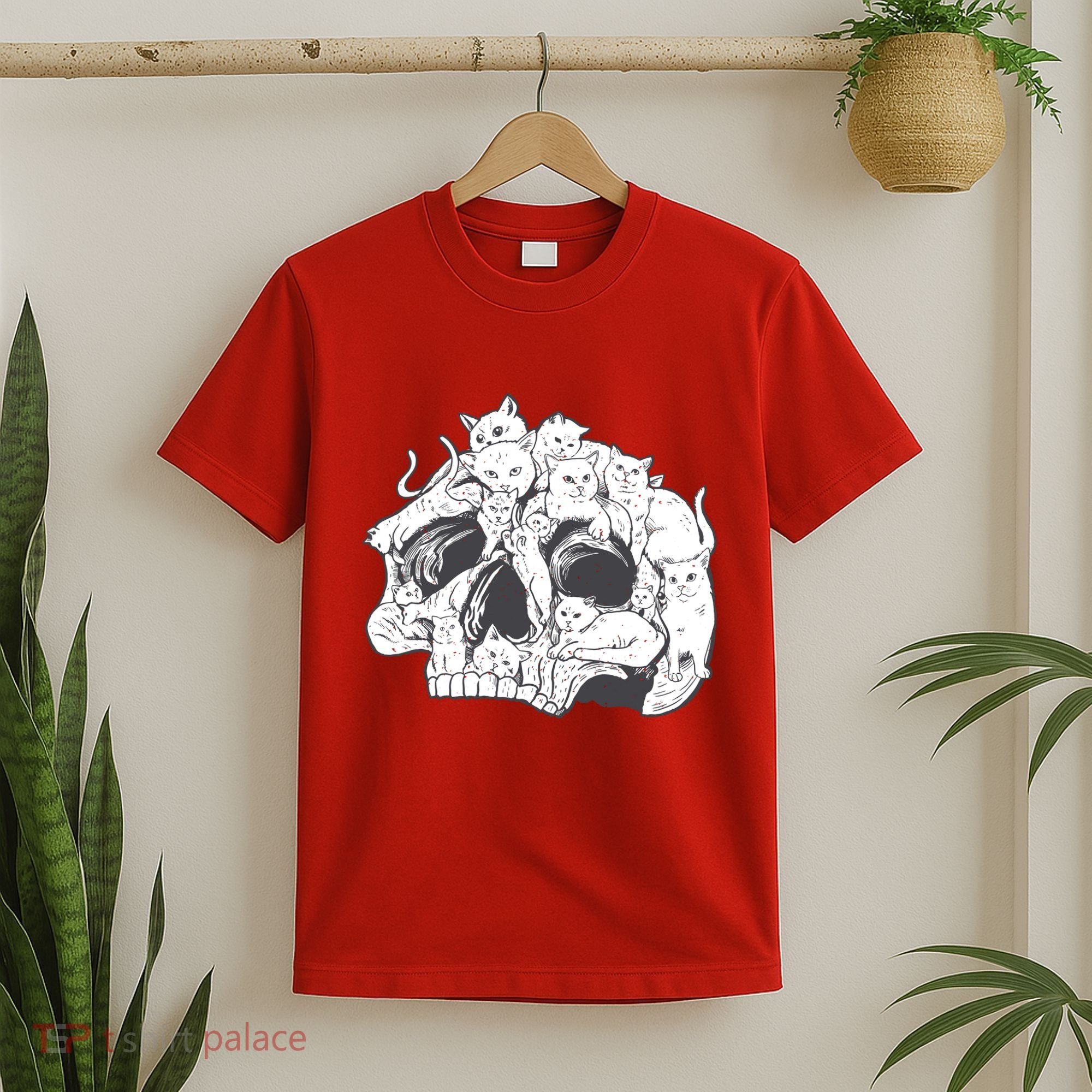 Skull Head With Cats T-Shirt