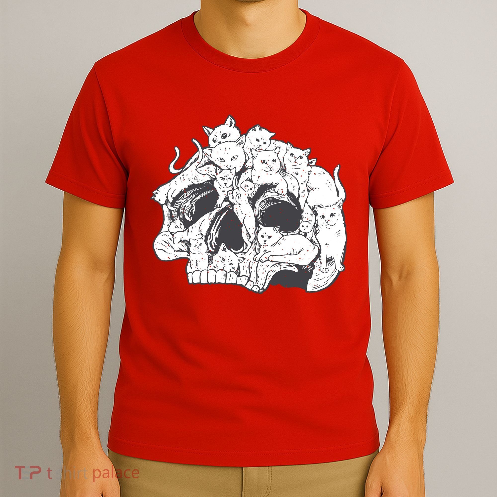 Skull Head With Cats T-Shirt