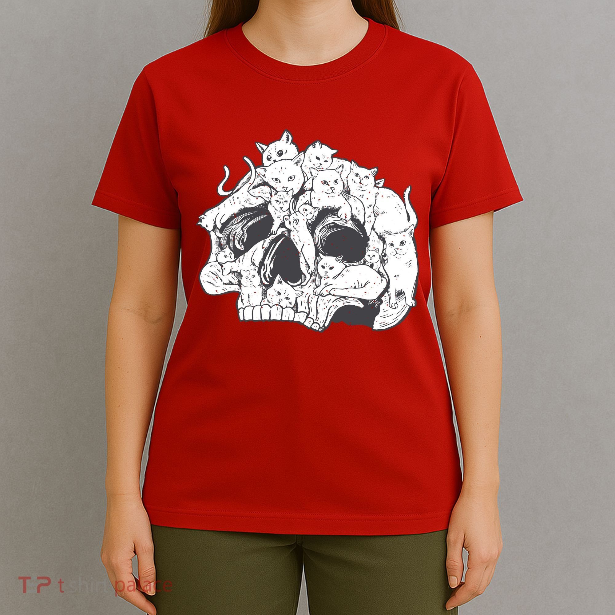 Skull Head With Cats T-Shirt