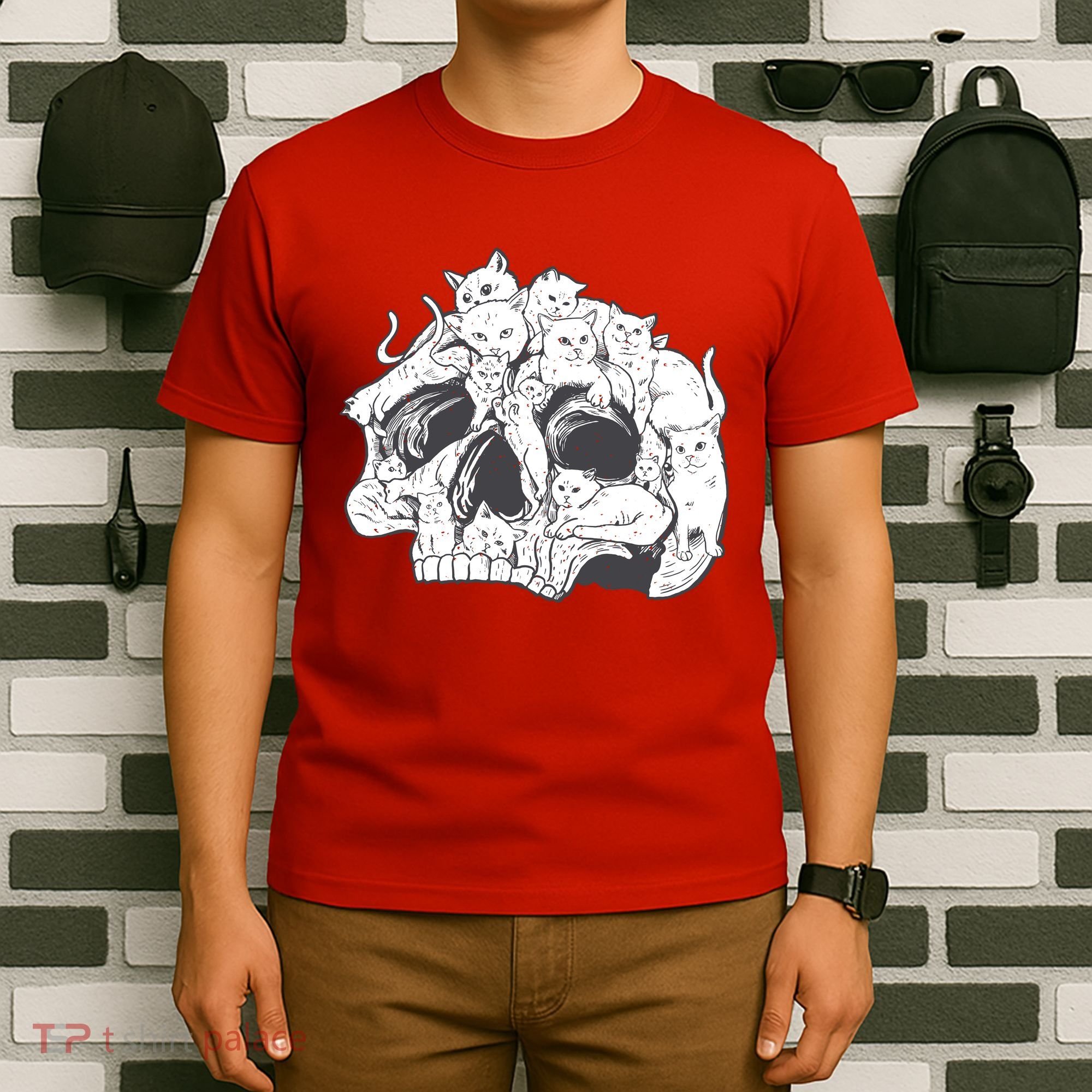 Skull Head With Cats T-Shirt