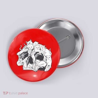 Skull Head With Cats Button