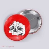 Skull Head With Cats Button thumb 0