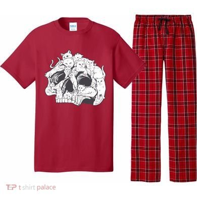 Skull Head With Cats Pajama Set