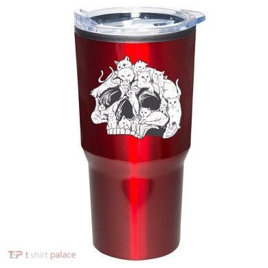 Skull Head With Cats Tumbler