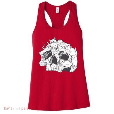 Skull Head With Cats Women's Tank Top