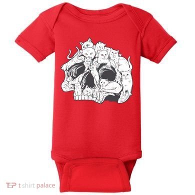 Skull Head With Cats Baby Bodysuit