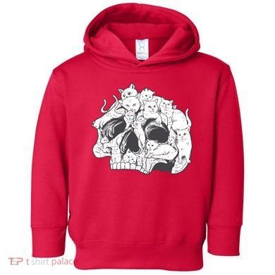 Skull Head With Cats Toddler Hoodie