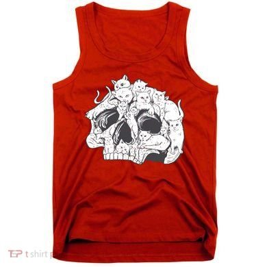 Skull Head With Cats Tank Top