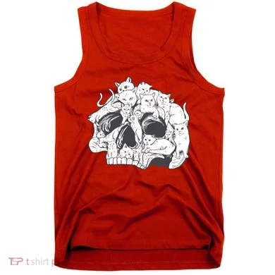 Skull Head With Cats Tank Top