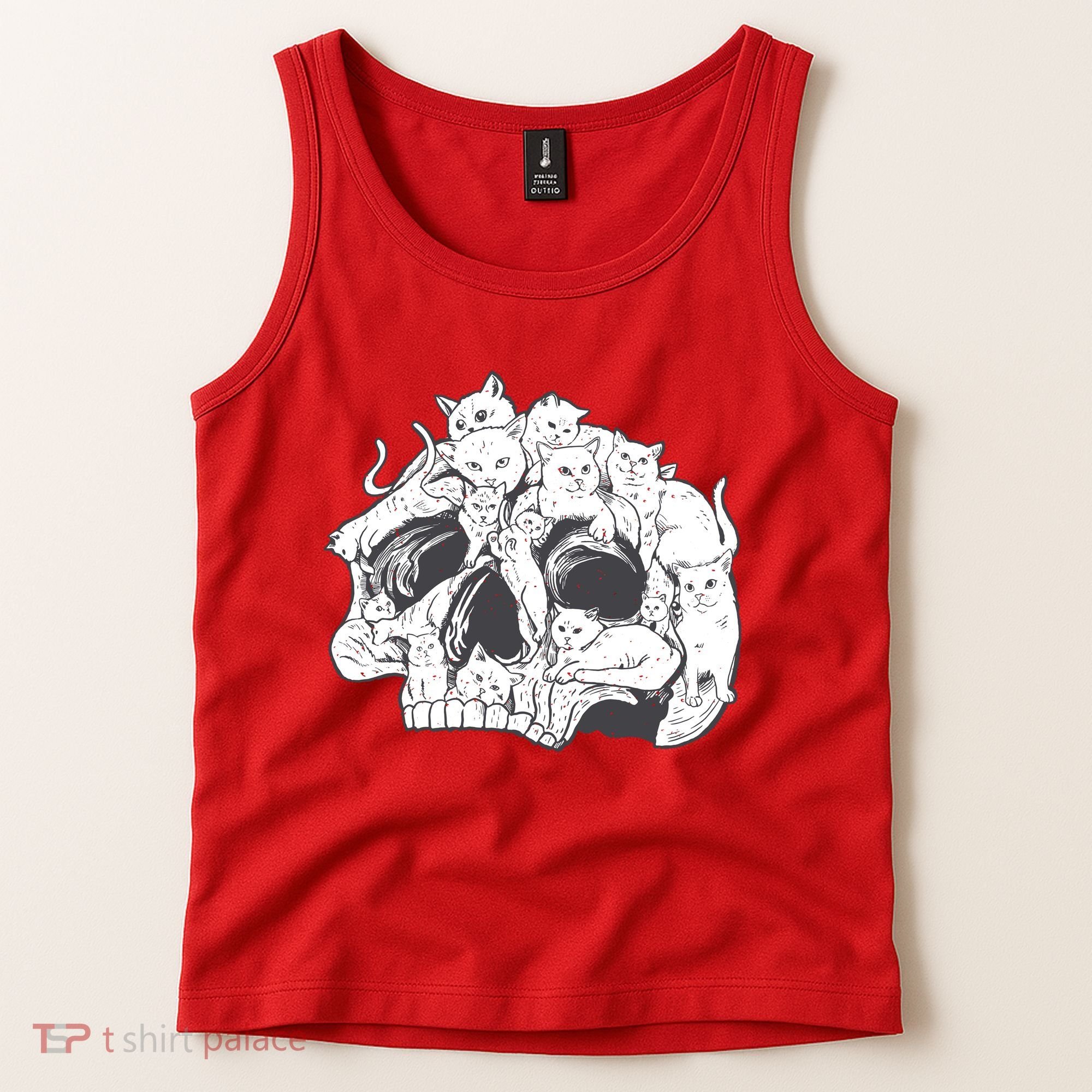 Skull Head With Cats Tank Top