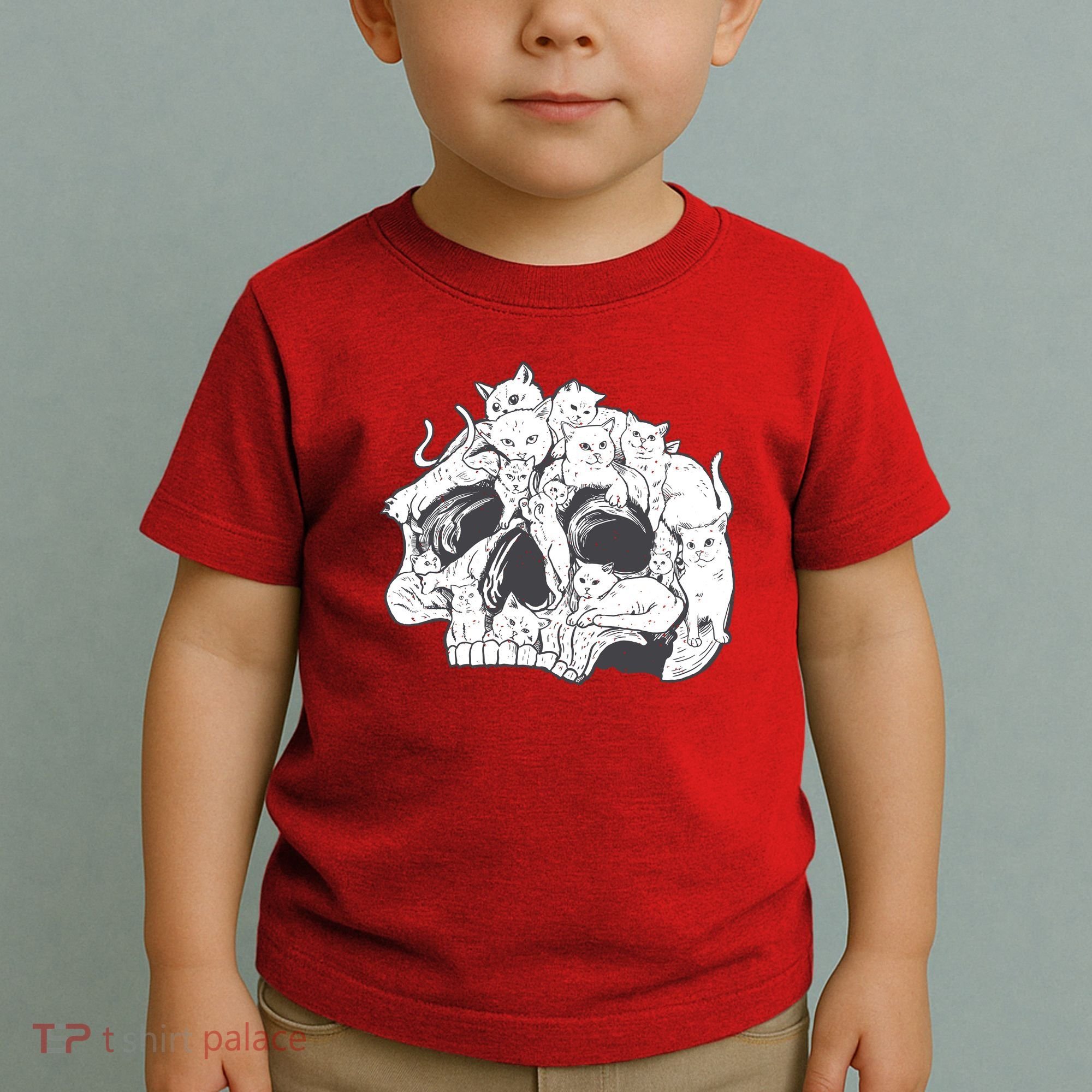 Skull Head With Cats Toddler T-Shirt