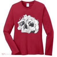 Skull Head With Cats Women's Long Sleeve Shirt thumb 0
