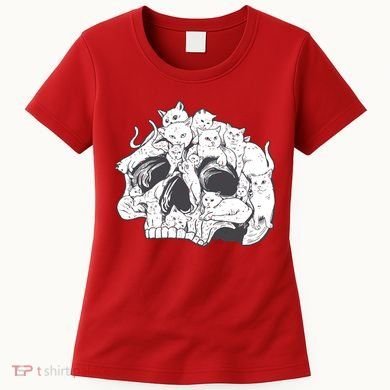 Skull Head With Cats Women's T-Shirt