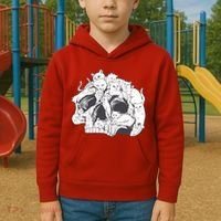 Skull Head With Cats Kids Hoodie thumb 2
