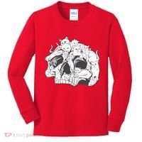 Skull Head With Cats Kids Long Sleeve Shirt thumb 0